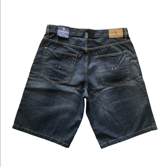 US Polo Association Shorts Men's Denim Dark Blue Wash Size 36 baggy relaxed fit - Picture 2 of 7